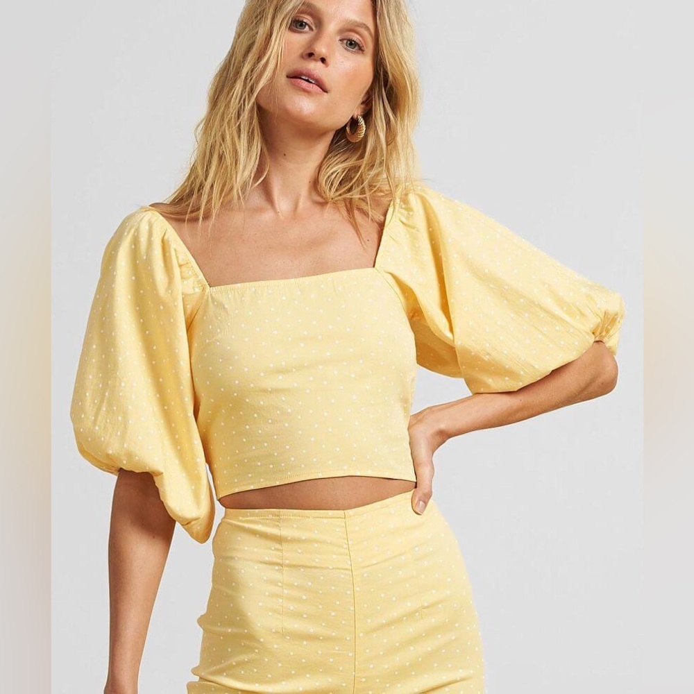 Billabong x The Salty Blonde Yellow Polka Dot Top